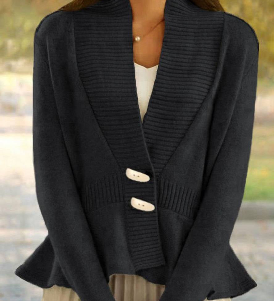 Elegant Peplum-Cardigan med Flæsedetaljer