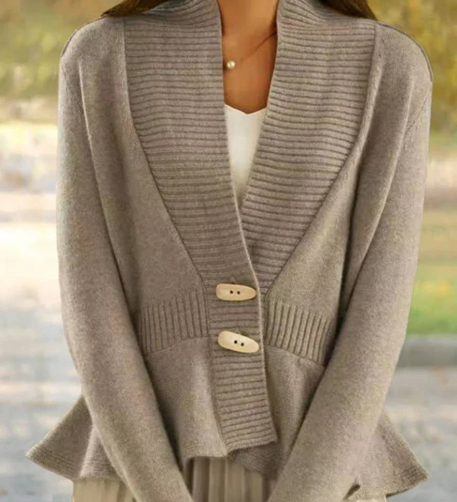 Elegant Peplum-Cardigan med Flæsedetaljer