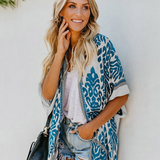 Boho kimono – Let cardigan med mønster og frynser til sommerlag
