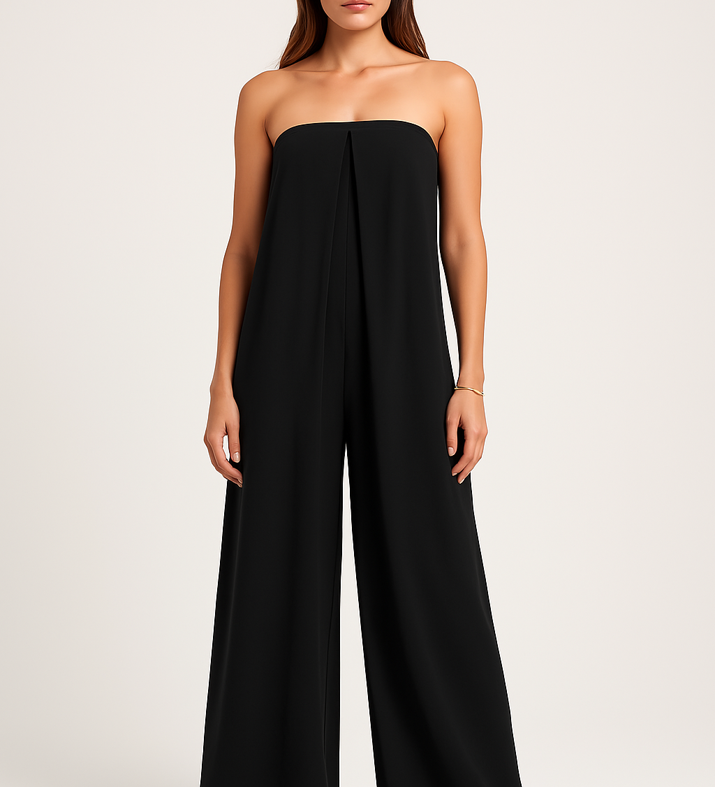 Strapless dame jumpsuit med brede ben