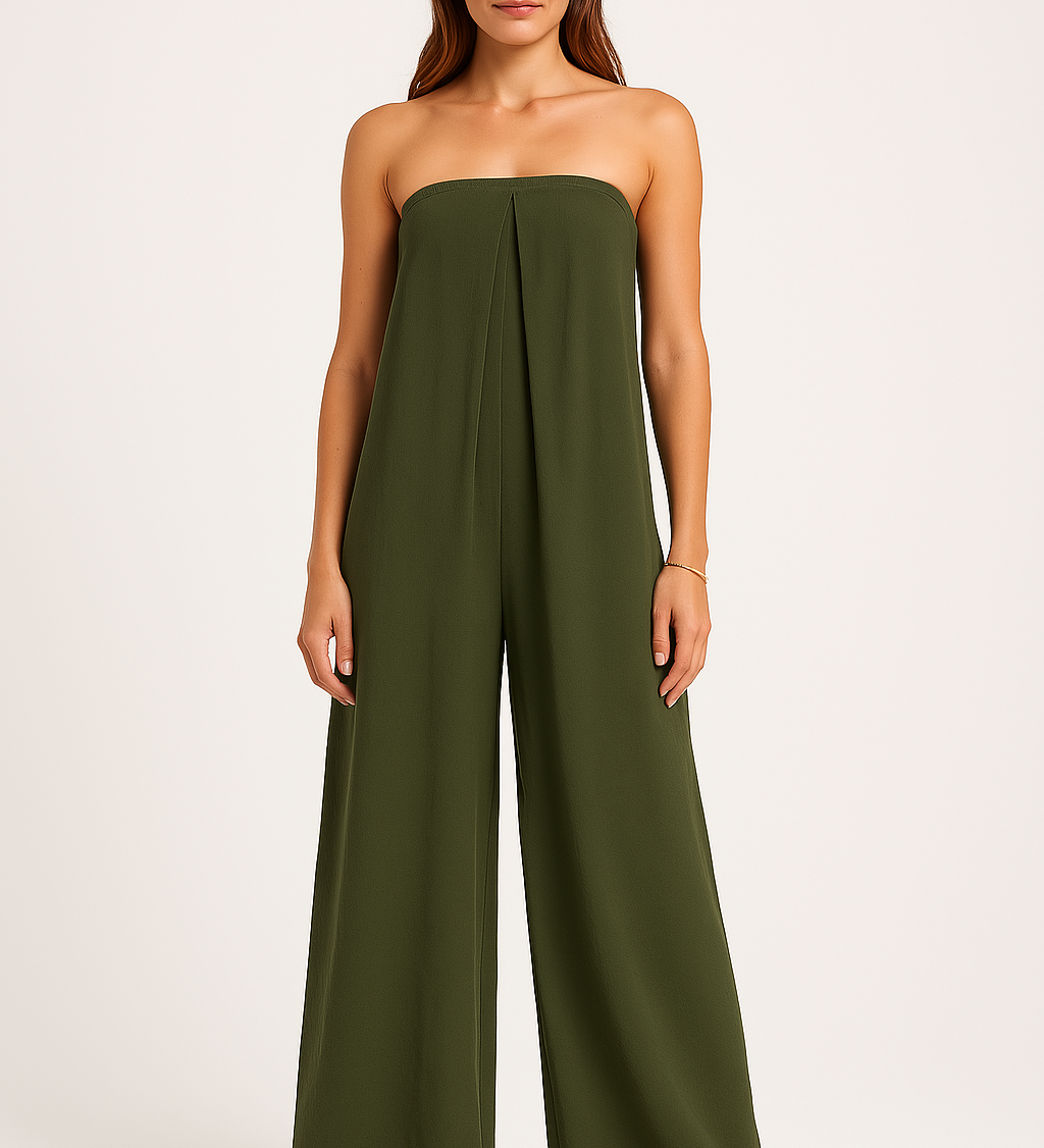 Strapless dame jumpsuit med brede ben