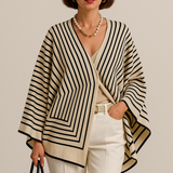 Åben cardigan med poncho-design og striber