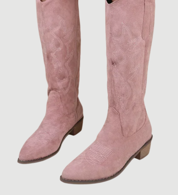 Western Støvler – Knælange Cowboystøvler i Ruskindslook