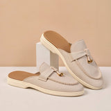Slip-On Mules med Ruskindslook og Metalspænde til Kvinder