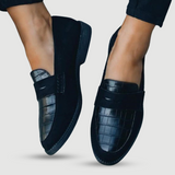 Elegant Croco Mønstrede Læderloafers til Kvinder