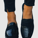Elegant Croco Mønstrede Læderloafers til Kvinder