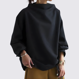 Minimalistisk Dame Sweatshirt med Høj Hals og Løs Pasform