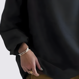 Minimalistisk Dame Sweatshirt med Høj Hals og Løs Pasform