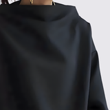 Minimalistisk Dame Sweatshirt med Høj Hals og Løs Pasform