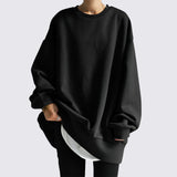Oversized Dame Sweatshirt med Rund Hals og Løs Pasform