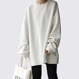 Oversized Dame Sweatshirt med Rund Hals og Løs Pasform