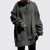Oversized Dame Sweatshirt med Rund Hals og Løs Pasform