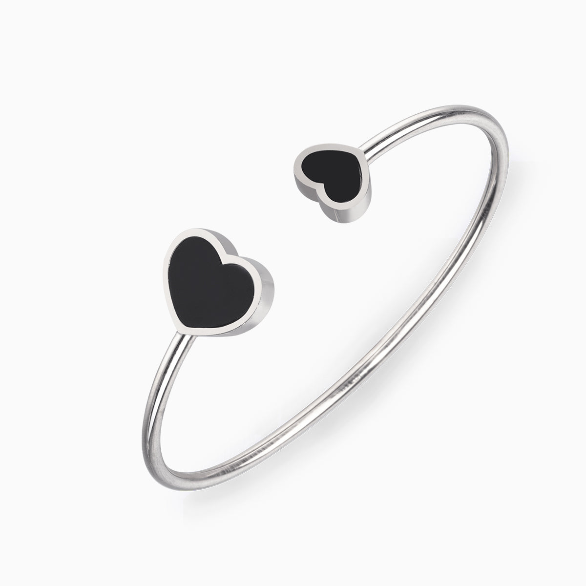Dobbelt Sort Hjerte Cuff Armbånd – Elegant med Moderne Edge