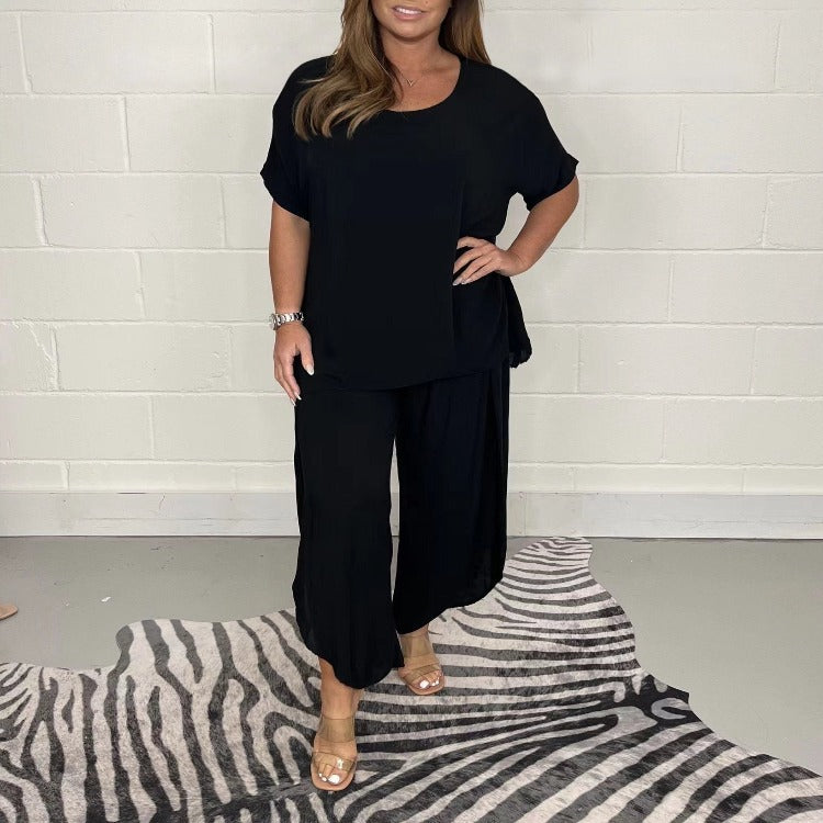 Komfortabelt Sæt med Løs Top og Bukser – Afslappet Stil til Hverdagen