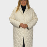 Lang Quiltet Vinterfrakke – Let Varme og Tidløst Design