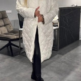 Lang Quiltet Vinterfrakke – Let Varme og Tidløst Design