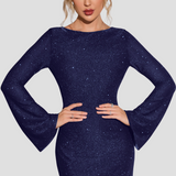 Kort glitterkjole – Lange ærmer og elegant pasform