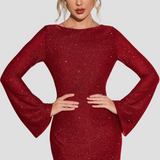 Kort glitterkjole – Lange ærmer og elegant pasform