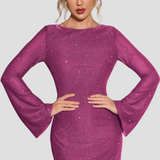 Kort glitterkjole – Lange ærmer og elegant pasform