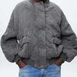 Quiltet Oversized Jakke med Moderne Silhuet