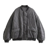 Quiltet Oversized Jakke med Moderne Silhuet
