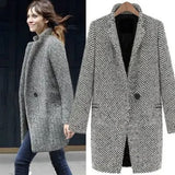 Elegant Tweed Blazerfrakke til Tidløst Hverdagslook