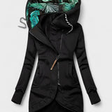 Asymmetrisk jakke med hætte og figursyet pasform – moderne komfort til hverdagen