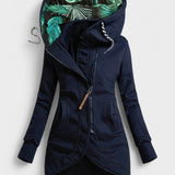 Asymmetrisk jakke med hætte og figursyet pasform – moderne komfort til hverdagen