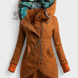 Asymmetrisk jakke med hætte og figursyet pasform – moderne komfort til hverdagen