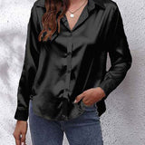Elegant Satin Dame Skjorte med Frontknude – Trendy og Feminin
