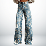 Wide leg jeans med høj talje og retro boho stil