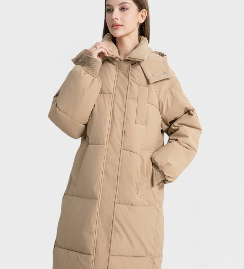 Gabriela™ | Lang pufferjakke med hætte og afslappet pasform – maksimal varme med moderne stil