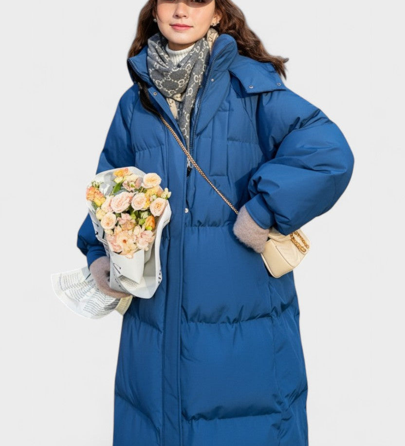 Gabriela™ | Lang pufferjakke med hætte og afslappet pasform – maksimal varme med moderne stil