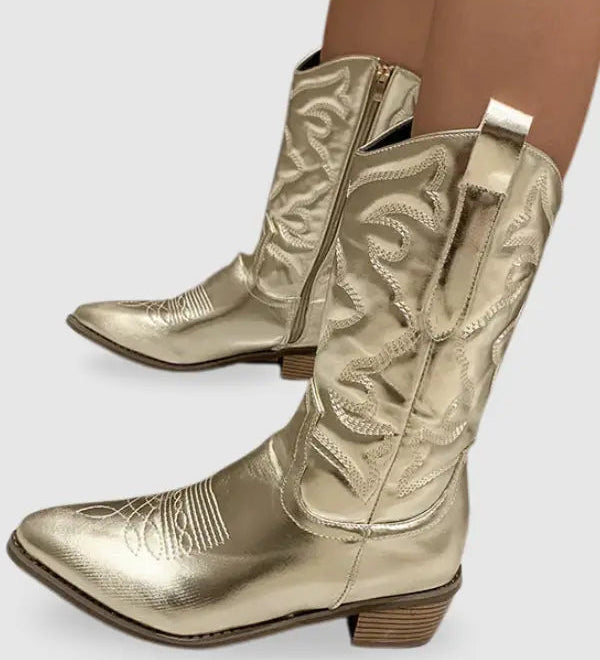Geneva – Elegant Metallic Cowboy Boots for Women with a Modern Western Look