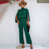 Elegant Jumpsuit med Høj Krave og Kappedetaljer