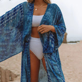 Kimono til strandbrug – Let cover-up i boho stil med tie-dye mønster