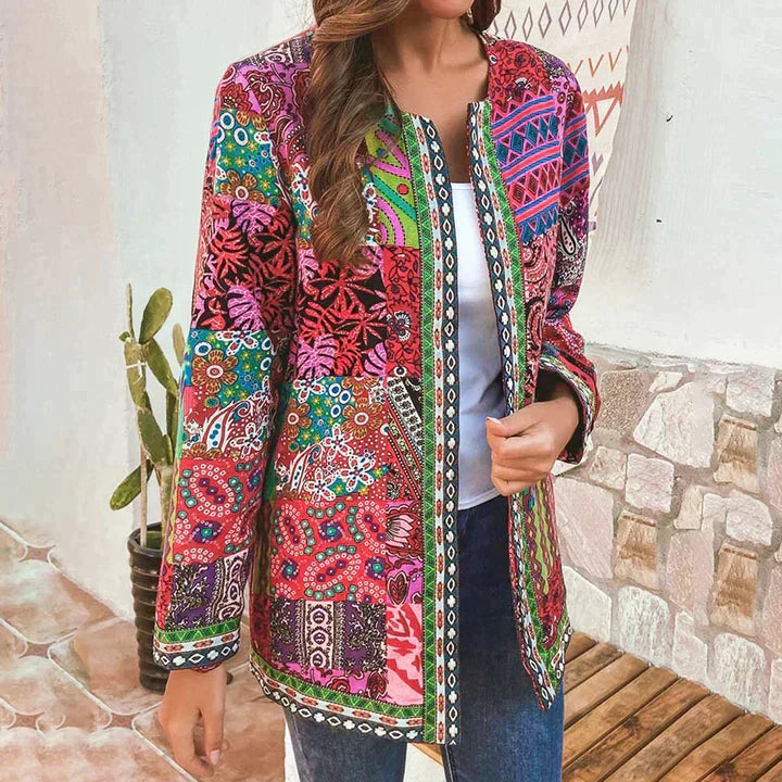 Boheme Jakke til Kvinder – Farverigt Patchwork Design og Unikt Look
