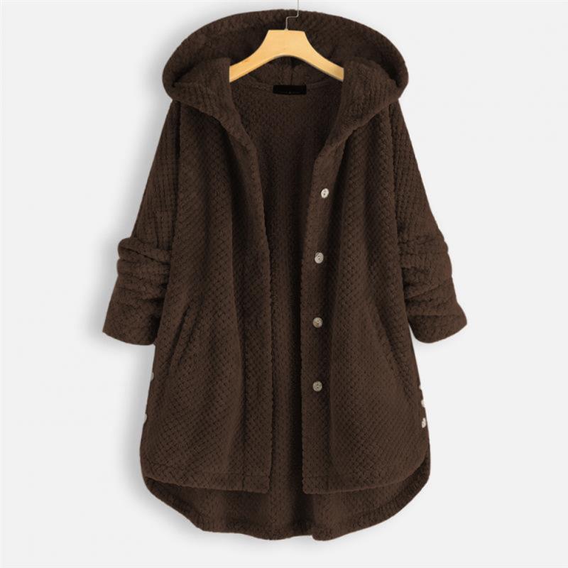 Lang Hættetrøje Cardigan med Knaplukning