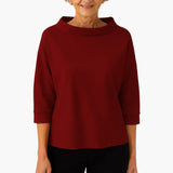 Minimalistisk Damebluse med Bådudskæring og 3/4 Ærmer