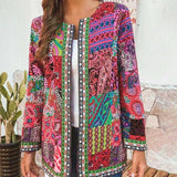 Farverig boheme cardigan til kvinder med patchwork mønster