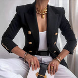 Elegant Dame Blazer med Dobbeltknapper