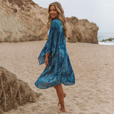 Kimono til strandbrug – Let cover-up i boho stil med tie-dye mønster