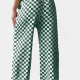 Mønstrede Bukser med Vide Ben – Let Pasform og Moderne Udtryk