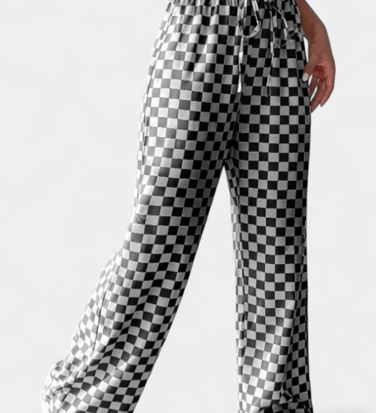 Mønstrede Bukser med Vide Ben – Let Pasform og Moderne Udtryk