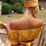 Off-Shoulder Crop Top med Pufærmer