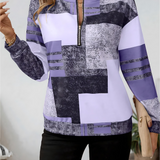 Patchwork Bluse med Lynlås – Moderne og Komfortabel Hverdagsstil