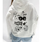 Oversized hoodie med lucky print og afslappet streetwear look