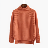 Ribstrikket Sweater med Høj Hals