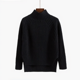 Ribstrikket Sweater med Høj Hals