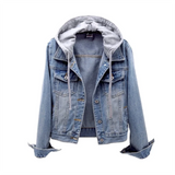 Denimjakke med Hætte og Afslappet Casual Stil